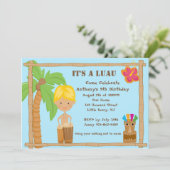 Blonde Hazard Aloha Luau Birthday Invitation Kaart (Staand voorkant)