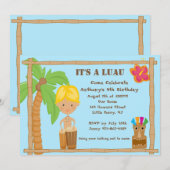 Blonde Hazard Aloha Luau Birthday Invitation Kaart (Voorkant / Achterkant)
