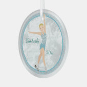 Blonde in Aqua Glas Ornament (Voorkant links)