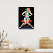 Blonde in Stockings Pin Up Poster (Keuken)