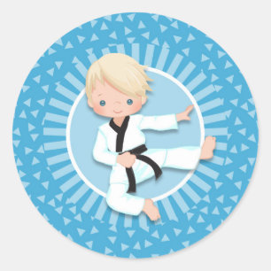 Blonde Karate Boy Judo Martial Arts Ronde Sticker