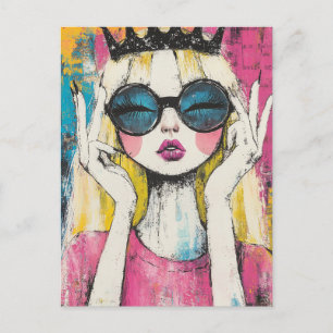 Blonde Koningin Met een Zwarte Kroon Briefkaart