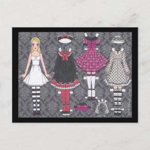 Blonde Lolita Paper Doll Post Card Briefkaart