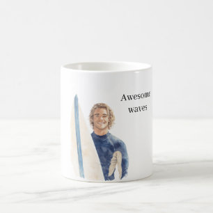Blonde Man Surfer Surfplank Koffiemok