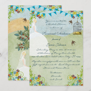 Blonde Mariée Jardin Bridal Douche Invitations