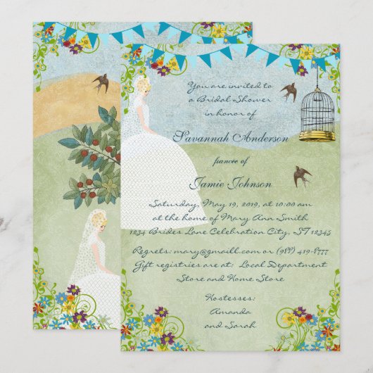 Blonde Mariée Jardin Bridal Douche Invitations (Devant / Derrière)