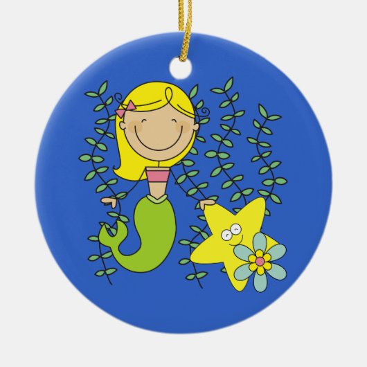 Blonde Meermin Keramisch Ornament (Voorkant)