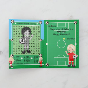 Blonde Meisjes Voetbal Woordzoeken Gelukkige Verja Kaart