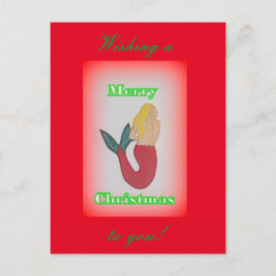 blonde mermaid die vrolijk kerstfeest wenst feestdagenkaart