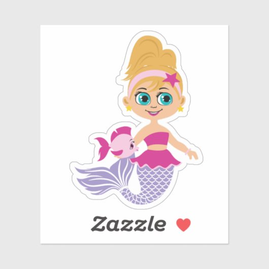 Blonde Mermaid Girl Cutout Party Sticker (Feuille)