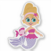 Blonde Mermaid Girl Cutout Party Sticker (Devant)