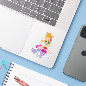 Blonde Mermaid Girl Cutout Party Sticker (Ordinateur portable avec iPhone)