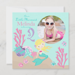 Blonde Mermaid Invitation au deuxième anniversaire
