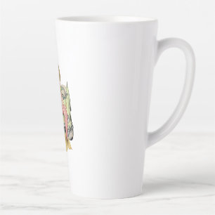 Blonde Mermaid on Vintage Green Car Watercolor Ill Latte Mok