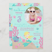 Blonde Mermaid Third Birthday Invitation Kaart (Voorkant / Achterkant)