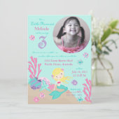 Blonde Mermaid Third Birthday Kaart (Staand voorkant)