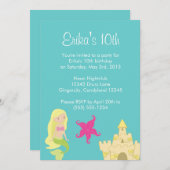 Blonde Mermaid Zee Invitation Kaart (Voorkant / Achterkant)