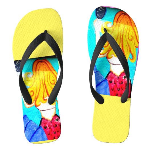 blonde mermaids geel teenslippers (Voetbed)