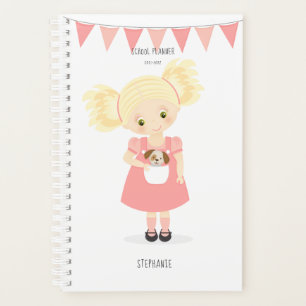 Blonde mignonne Anniversaire fille et chiot