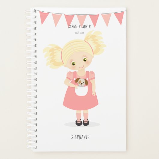 Blonde mignonne Anniversaire fille et chiot (Devant)