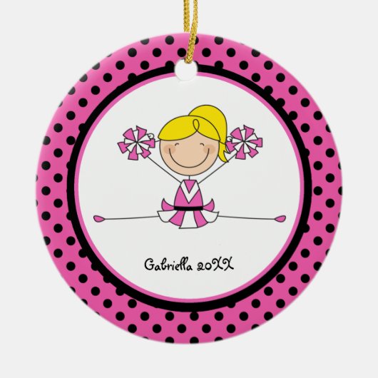 Blonde mignonne Haired Pom-pom girl Ornement de No (Devant)