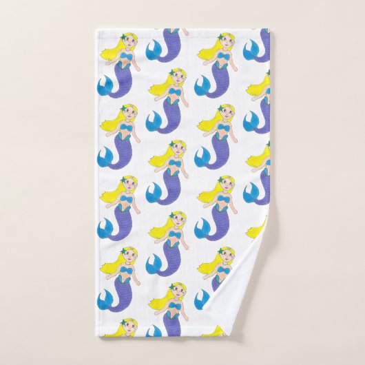 Blonde nage Sirène fille pourpre Queue Océan Mer (Serviette à main)