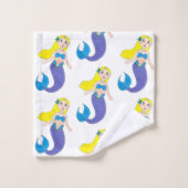 Blonde nage Sirène fille pourpre Queue Océan Mer (Gant de toilette)