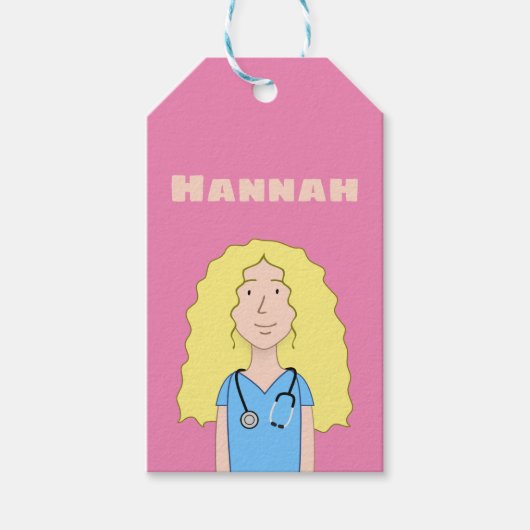 Blonde Nurse Cadeaulabel (Voorkant)