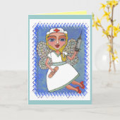 Blonde Nurse Fairy - RN LPN carte de féerie (Fleur jaune)