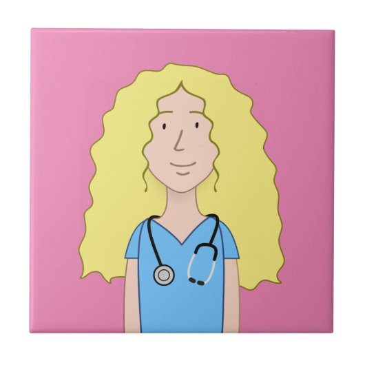 Blonde Nurse Tegeltje (Voorkant)