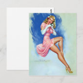 Blonde op telefoonaansluiting briefkaart (Voorkant / Achterkant)