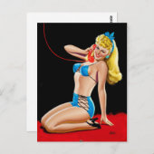 Blonde op telefoonaansluiting briefkaart (Voorkant / Achterkant)