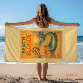 Blonde Pin-Up Mermaid | Sunny Yellow Retro Coastal Strandlaken