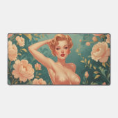 Blonde Pin Up Rose Pastel Fleurs Métal Art (Recto)