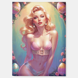 Blonde Pinup Roze Ondergoed Paaseieren Magneet