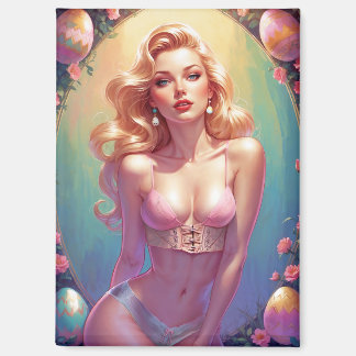 Blonde Pinup Roze Ondergoed Paaseieren Magneet