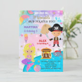 Blonde Pirate & Sirène frères et soeurs invitation (Debout devant)