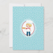 Blonde Pizza Party Boys Birthday Uitnodiging (Achterkant)