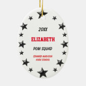 Blonde Pom Squad in zwart-wit en rood Keramisch Ornament (Achterkant)