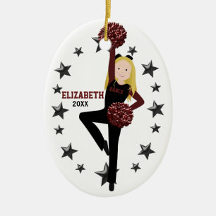 Blonde Pom Squad in zwart-wit Keramisch Ornament