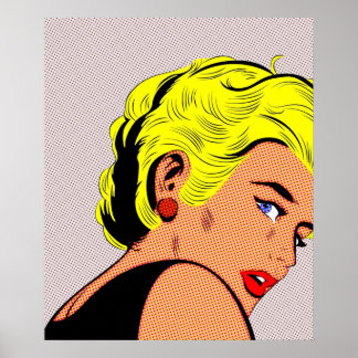 blonde Pop Art Woman Comic Girl pop Poster