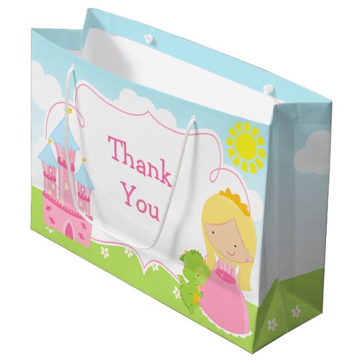 Blonde Princess en Dragon Hartelijk dank Groot Cadeauzakje (Voorkant Gekanteld)