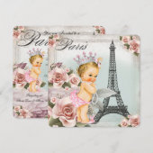  Blonde Princess Paris Baby shower Kaart (Voorkant / Achterkant)