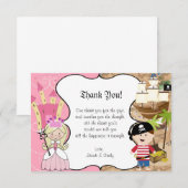 Blonde Princess & Pirate Party Carte de remercieme (Devant / Derrière)