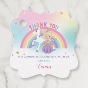 Blonde Princess Unicorn Birthday Party Bedankjes Labels