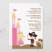 Blonde Princesse et Pirate Invitation (Devant / Derrière)