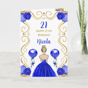 Blonde prinses Blauw Gelukkige Verjaardag Kaart