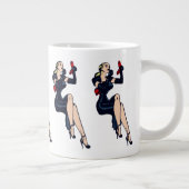 Blonde Retro Glamor Girl Pinup Grote Koffiekop (Rechts)