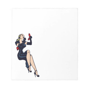 Blonde Retro Glamor Girl Pinup Notitieblok