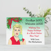 Blonde Retro Lady Flipping the Bird Kerstmis Kaart (Staand voorkant)